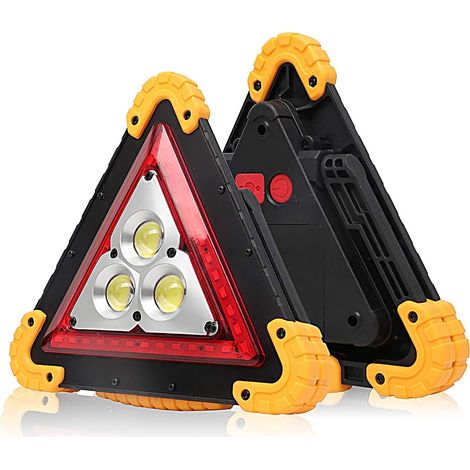 Lampe d'avertissement de voiture de LED, lampe imperméable d'avertissement de triangle 4 modes 30w projecteur blanc (batterie non incluse) (1/5)