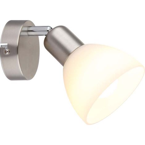 Wandleuchte Wandlampe Spotleuchte Nickel matt Glas opal LED E14 H 12,5 cm