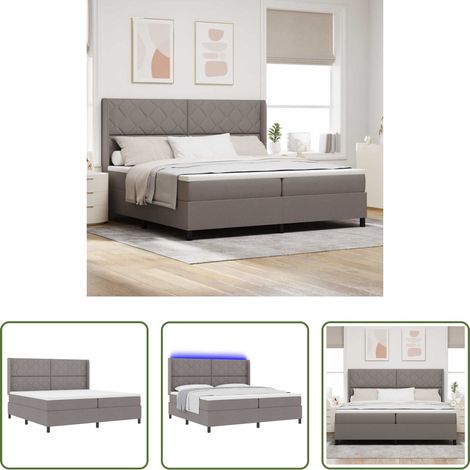 vidaXL Lits à tissu - Lit à ressort LED avec matelas Taupe 200 x 200 cm tissu (1/5)