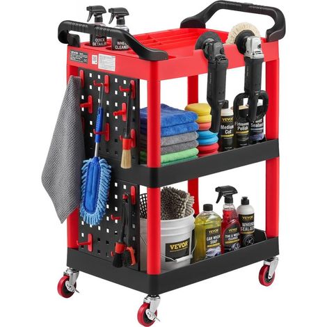 Chariot Utilitaire 3 Niveaux Desserte Atelier Rangement Mobile 136 kg Roulettes 360° avec Freins 810x425x970 mm (1/5)