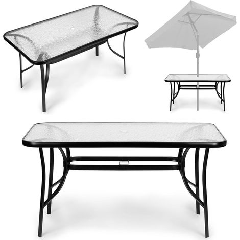 Gartentisch aus glas 120x70 cm fur terrasse und garten gehartetes glas schirmloch multigarden