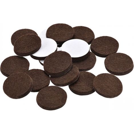 Self adhesive felt glides for chair legs, 28 mm diameter, 3 mm thick, brown, floor protection, 30 pieces (1/5)