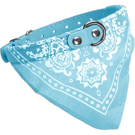 1 Bavoir-collier pour chat et petit chien, motif ethnique, ajustable, bleu clair, taille S (1/5)