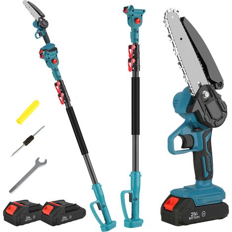 Tronçonneuse électrique télescopique 600 W, tronçonneuse sur perche sans fil, outil d'élagage électrique, compatible avec 2 batteries Makita (1/5)