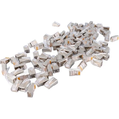 100 Stück CAT6 RJ45 Metallgeschirmte Stecker, sicheres und zuverlässiges Netzwerk, abgeschirmtes RJ45-Endstecker-Set (1/5)
