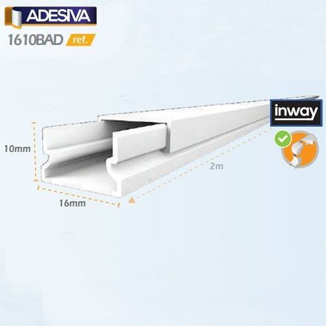 Tira Canaleta 2 mtrs 16x10mm Blanca Adhesiva (1/2)