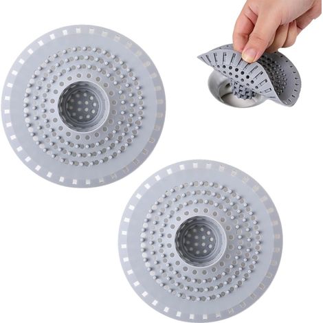2 Pièces Protection de Drain de Silicone, Attrape Filtre Cheveux Douche, Attrape Cheveux Baignoire, Universel Filtre Evier, Salle de Bain Accessoire pour Cheveux Baignoire, Vidange, Cuisine, Bain (1/5)