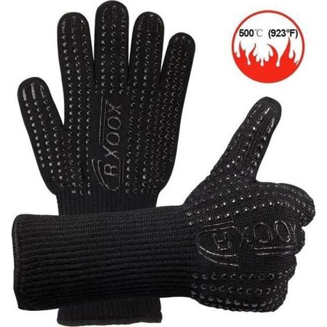 Gants de Barbecue Anti-Chaleur Universel Certifié EN407 Noir (1/5)