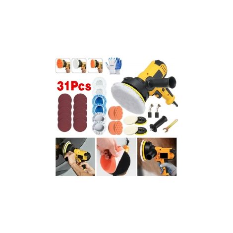 Ortviai – 31-teiliges Poliermaschinen-Set, 700 W – Exzenter-Polierer mit 600 bis 3700 U/min, 1,8 m Kabel – kompatibel mit Schwämmen, Wollpads und Schleifpapier (1/5)