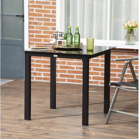 CHICFURN Mesa de jardín cuadrada 80x80x74 cm de aluminio negro para 4 personas (1/5)