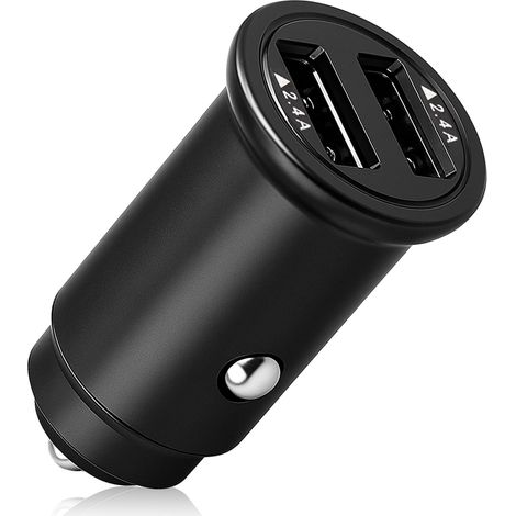 Chargeur Allume Cigare USB 24W/4.8A Ultra Compact en Alliage Métallique, Double Ports USB, Chargeur Rapide Voiture pour Téléphones, Tablettes et Appareils Électroniques Universels (1/5)