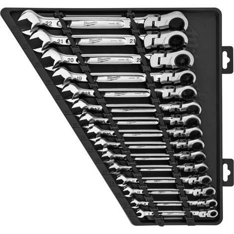 Milwaukee Kit de llaves de carraca 15 piezas satinado cromo (1/2)