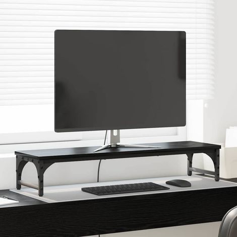 Monitor Halterung Schwarz Eichen-Optik 85 x 23 x 15,5 cm
