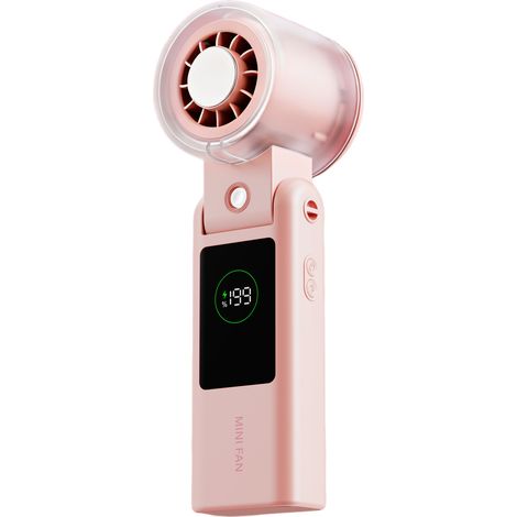 Este potente ventilador portátil ofrece funciones de refrigeración y nebulización, ideal para actividades al aire libre. (Rosa) (1/5)