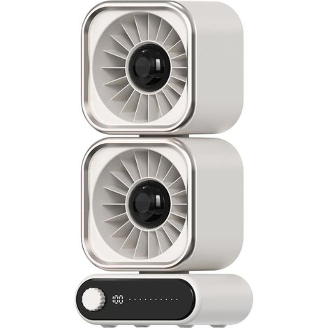 Ventilateur oscillant – Conception à double tête – Affichage numérique et réglage de la vitesse du vent – Ventilateur de bureau silencieux – Rechargeable – Adapté à la maison et à la chambre (1/4)