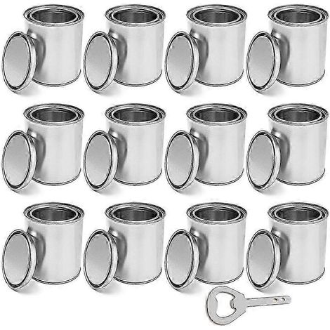 Lot de 12 pots de peinture vides avec couvercles, 0,4 litre, non doublés, pour loisirs créatifs et projets de bricolage, argent. (1/5)