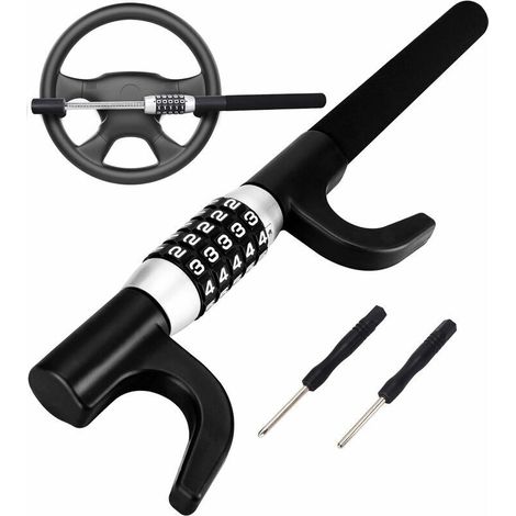 Antivol Voiture, Canne Antivol Voiture, Bloque Volant, Barre Antivol Robuste et Sécurisée, Universelle(Noir)
