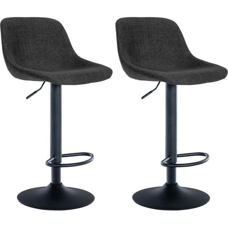 Lot de 2 tabourets de bar rotation à 360°en tissu noir pieds en trompette métal noir 100006335 (1/5)
