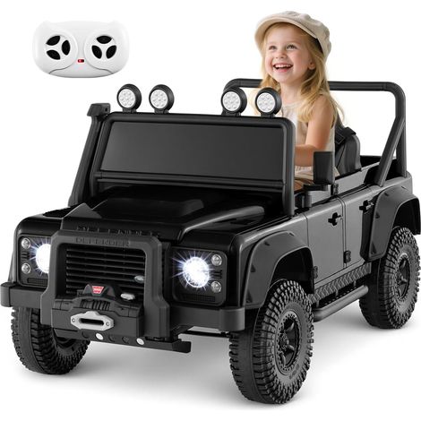 COSTWAY 12V Voiture Électrique Enfant avec Télécommande, Véhicule Électrique 4x4 avec Lumières LED Clignotantes & Musique & Klaxon, Démarrage Lent, 3-5 km/h, Charge 30kg pour 3-8 Ans (Noir) (1/5)
