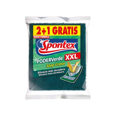 ESTROPAJO FIBRA VERDE 2+1UDS X