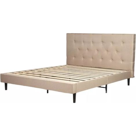 letto matrimoniale bellahome "parigi" beige 160x200x102 cm (1/4)