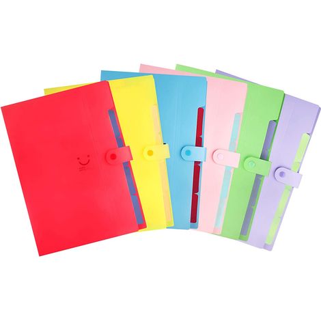 Dossiers Extensibles 5 Poches A4 avec Étiquettes - Accordéon Classeur En Plastique, Ranger Lettres et Documents (1/5)