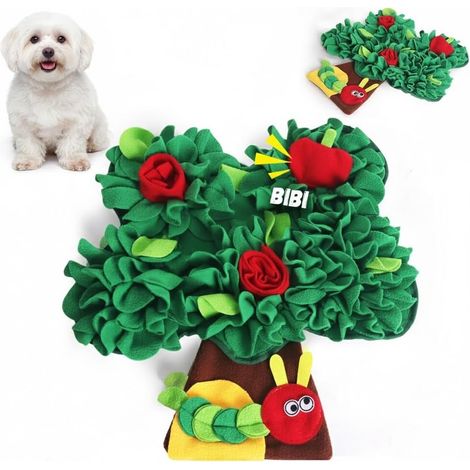 Tapis de Fouille Chien Snuffle Mat en Forme de Pommier Jeu d'Intelligence pour Petit Chien 55x50 cm (1/5)