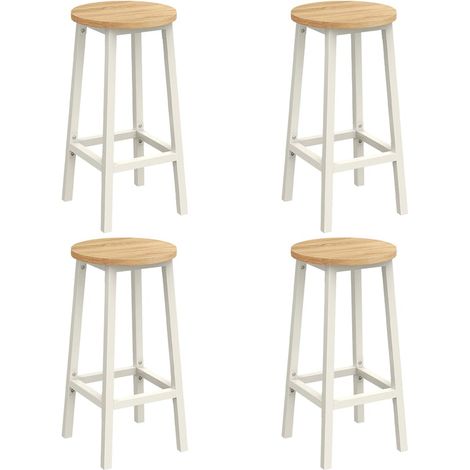 Set di 4 sgabelli alti da bar sedie da cucina struttura in acciaio altezza 65 cm montaggio facile stile industriale bianco 120007763