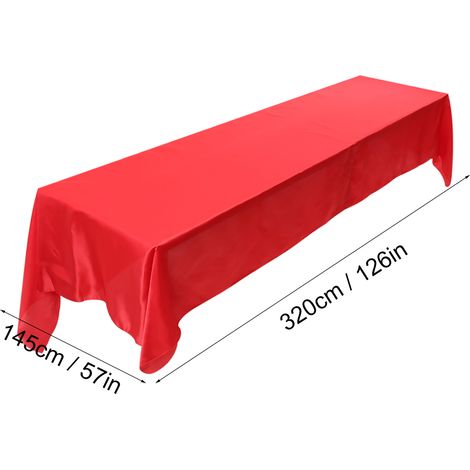 Nappe rectangulaire 145 x 320 cm, résistante aux taches, rouge, idéale pour banquets, mariages et fêtes. (1/5)