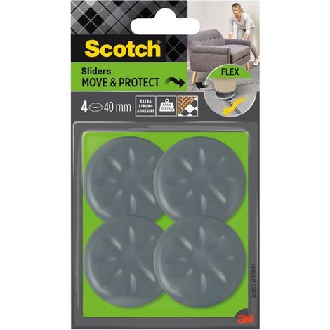 SCOTCH - Patin glisseur adhésif rond gris Ø 40 mm blister de 4