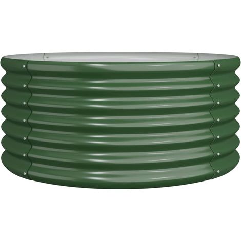 Jardinière, Pot de Fleurs d'extérieur, Acier enduit de poudre 80x80x36 cm Vert OIB4912E (1/4)