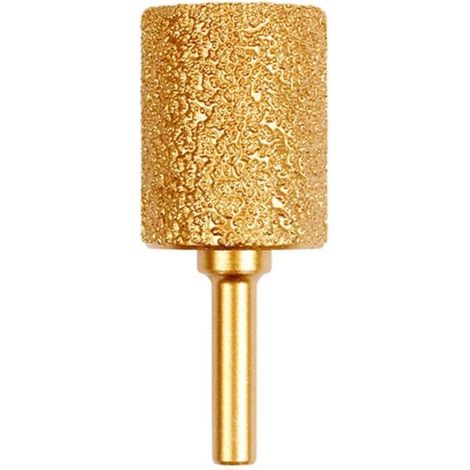 Tête de meulage diamantée 25mm cylindre - Grain gros pour polissage bois/pierre, ponçage métal, ébavurage acier inox - Poignée ronde 6mm (1/5)