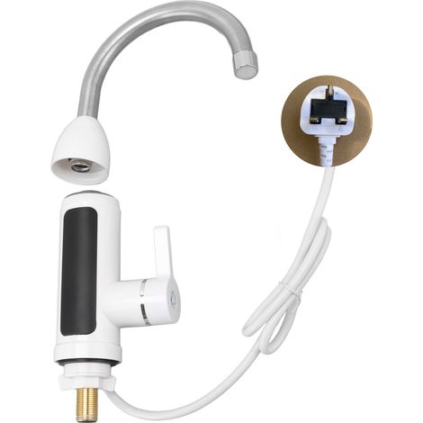 Robinet chauffant instantané 3000W, sans réservoir, IPX4, ABS et acier inoxydable, pour cuisine, prise UK 220V (1/5)