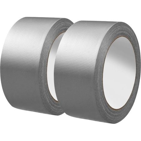 Cinta de tela de 2 piezas, cinta impermeable de alta resistencia, 48 mm x 20 m, cinta impermeable para reparaciones y fijaciones (plateada) (1/5)