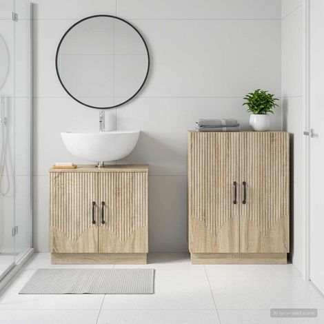 vidaXL 2 Piece Bathroom Cabinet Set HOORN Sonoma Oak Engineered Wood (1/5)