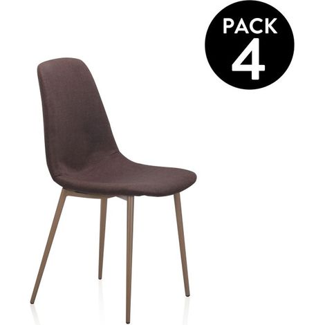 Pack 4 sillas de comedor Cai Piel marrón 42cm (ancho) x 87cm (alto) (1/5)