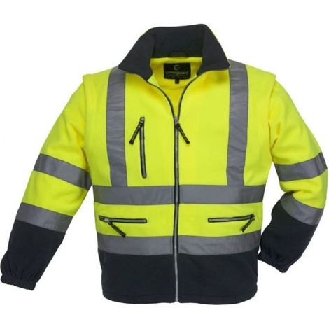Veste polaire haute visibilité manches amovibles Coverguard STATION POLAR FLEECE Jaune / Marine S (1/2)