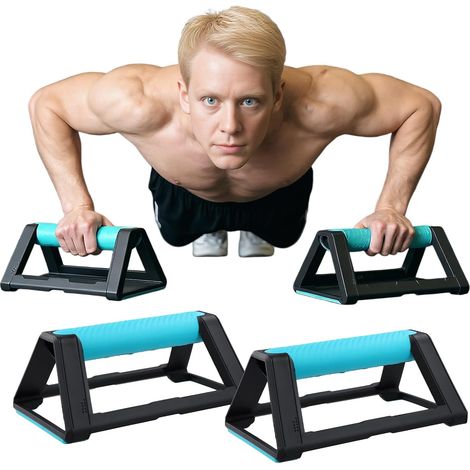 2 Pcs Planche Pompe Musculation, Poids Poignet avec Poignée en Silicone Base Antidérapante, Portable Empilable, Capacité Charge 110kg, Push Up Barres Parallettes pour Calisthenics, 19x11x7cm (1/5)