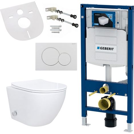 Spülrandloses Wand Hänge WC Set Taharet Toilette Randlos kompatibel mit Geberit Vorwandelement