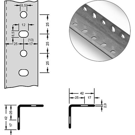 hofe, Cornière d'acier pour système modulaire, 42 x 42 x 2 mm,