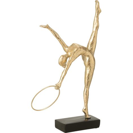 Gymnaste Cerceau sur Socle "Écart" 35cm Doré & Noir