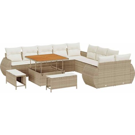 Maison Exclusive - Set Divano da Giardino con cuscino 13 pcs beige e panna