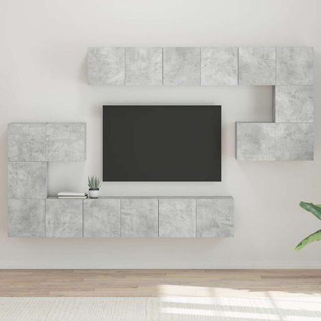 vidaXL Set de muebles de salón 10 pzas madera ingeniería gris hormigón (1/5)