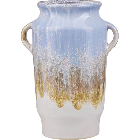 Flower Vase GERRHA Stoneware 25 cm Light Blue