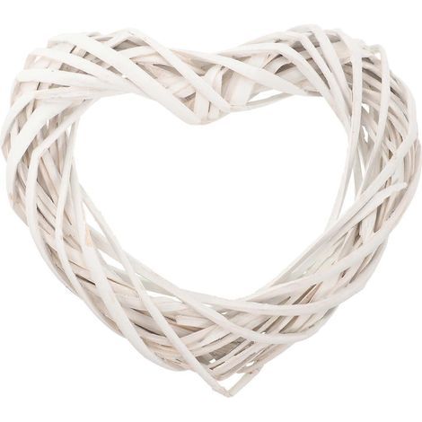 Couronne de Noël en rotin en forme de cœur, cadre pour couronne, artisanat en rotin, cadre pour la fabrication de couronnes-20.00X18.00X3.50CM-White (1/4)