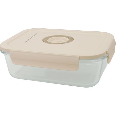 Conteneur sous vide pour aliments Verre 1,4L Rectangulaire Durée de la nourriture prolongée Date sur le couvercle Ligne Perle (1/2)