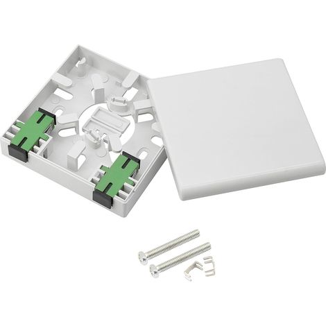 FTTH Panneau Fibre Box, Boîte de Distribution Terminal à 2 Cores, Double Port SC/APC, ABS Plastique Étanche à la poussière pour Extérieur, DIY Case (1/5)