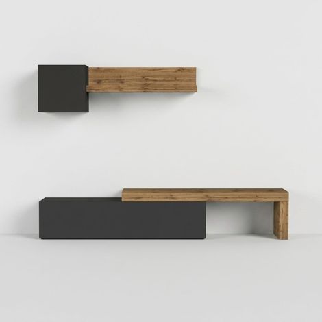 Mueble de salón moderno con composición de pared Chronos n°22 - Antracita