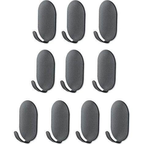 10 Pack Black Self Adhesive Hooks - Black Wall Hooks No Nails - Self Adhesive Wall Hooks for Bathroom, Kitchen, Office, Sink, Refrigerator, Heavy Duty Black Hooks YMYNY
