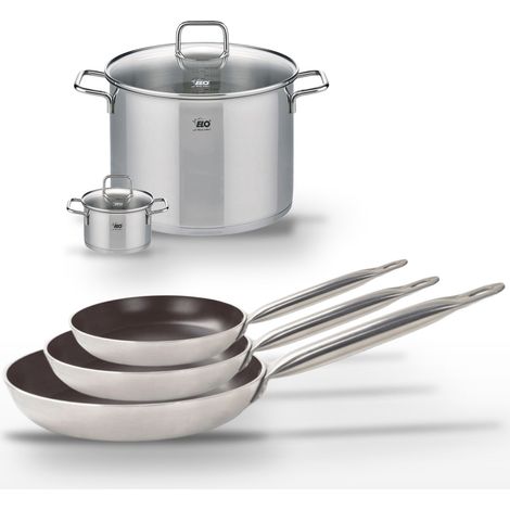 Lot de 3 Poêles 24/28/32 cm Elo Bistro Line et 2 Faitouts 12/26 cm (1/5)